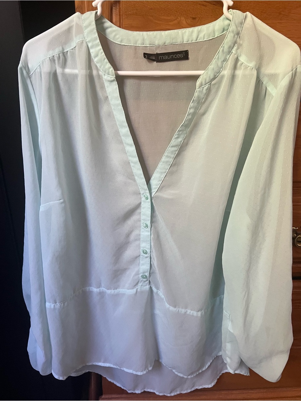 Maurices Mint Green Sheer Button-Front Blouse